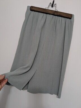 Vintage Medium 7/8 Skirt Canada High Waisted Flowy Pleated Pencil Blue Grey